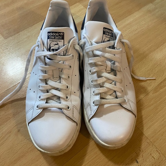 Adidas Stan Smith Men’s White and Navy Color Size 10.5 - Picture 3 of 4